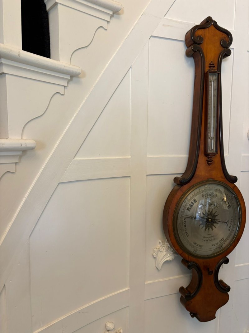 Antique Victorian English Walnut Wheel Barometer by G & L Guanziroli London - Image 2